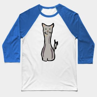 Tall Grey Cat Baseball T-Shirt